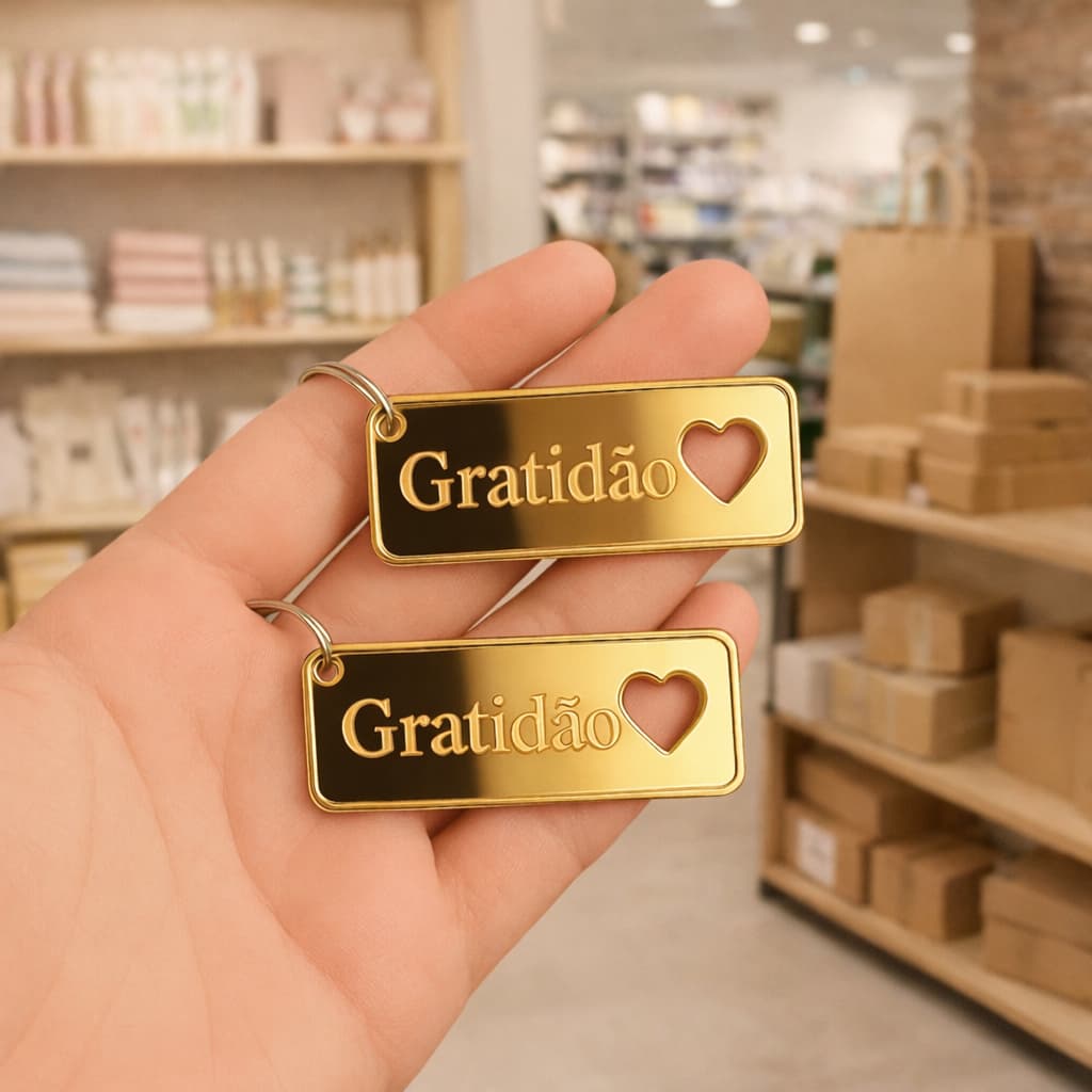 Lembrancinha Chaveiro (ACRILICO) Gratidão Coração Vazado