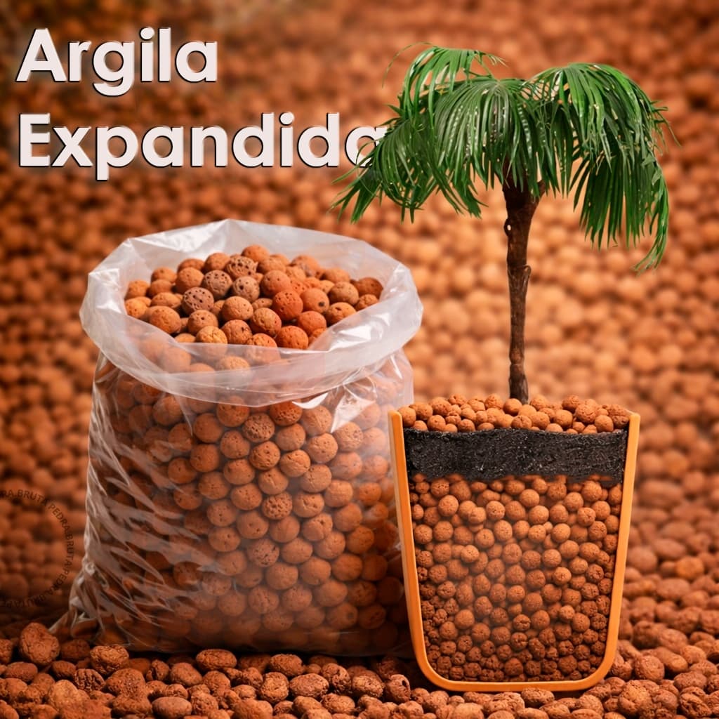 Argila Expandida 2L 4L 6L 8L ou 10 Litros Natural para Vasos Jardinagem, Drenagem e Paisagismo