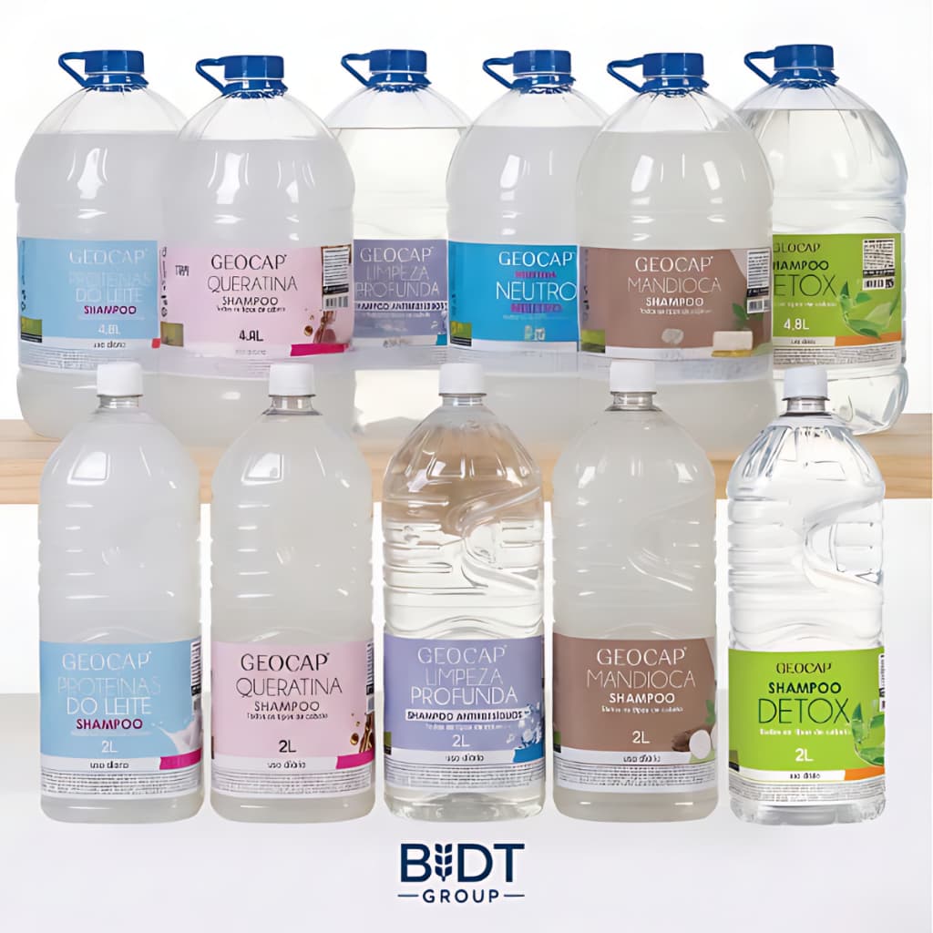 Shampoo Tipos de Cabelo 2 Litros / 4,8 Litros Geocap Hidratação Várias Fragrâncias Limpeza Profunda