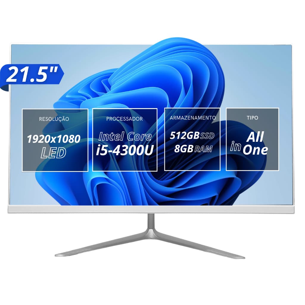Computador All In One Intel Core i5 8GB SSD 512GB Tela 21.5 Full HD Computador Completo desktop