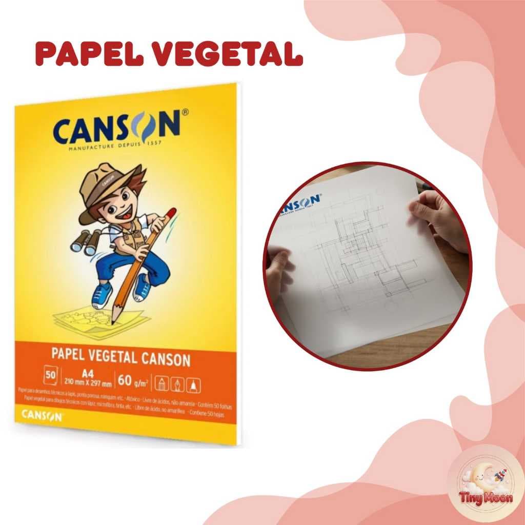 Bloco Papel Vegetal Canson A4 50 Folhas Desenhos Tecnicos Decalques de Tatuagem Artesanatos