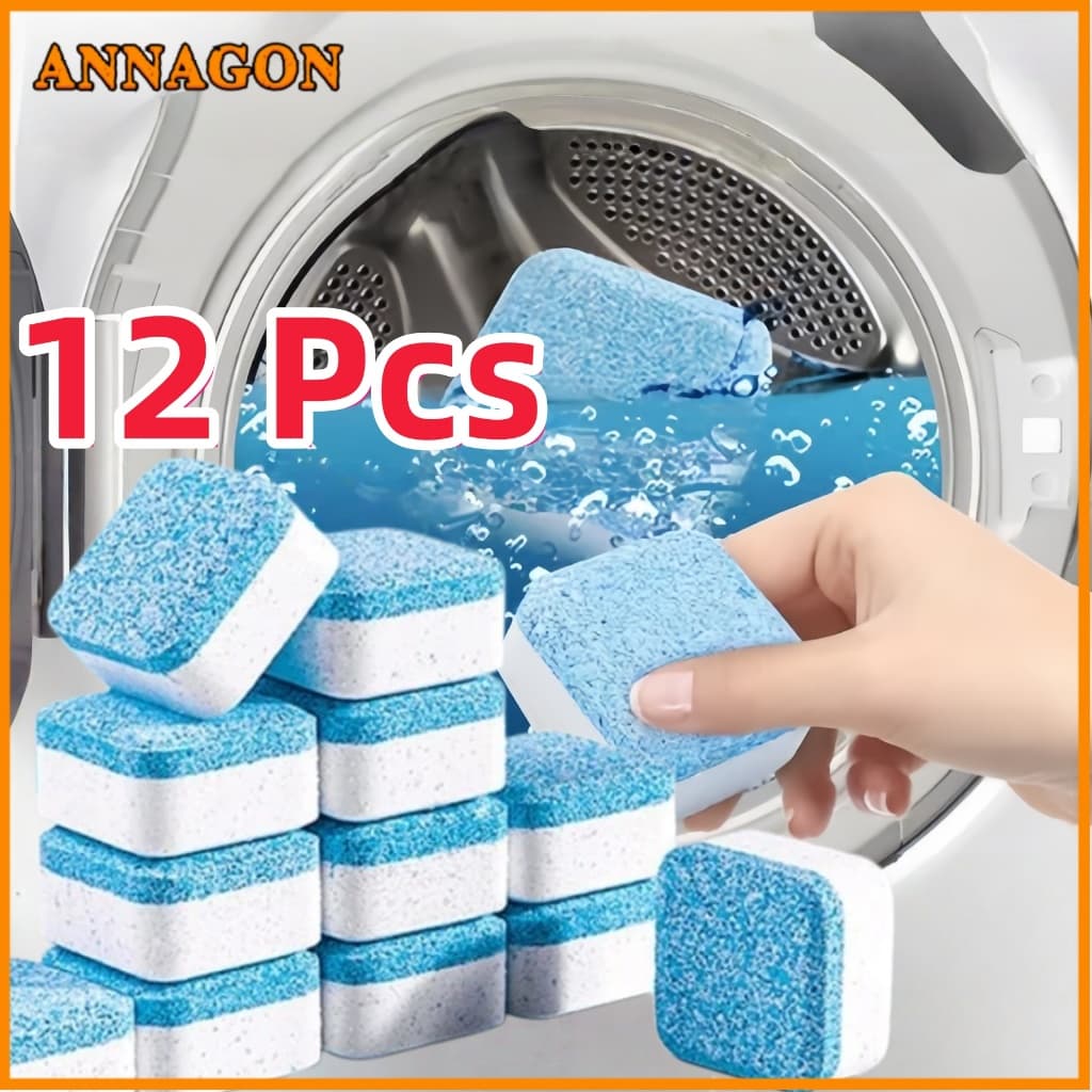 KIT 12/24/36/48 Pastilhas para Limpeza de Máquinas de Lavar Roupas Efervescentes Multifuncional