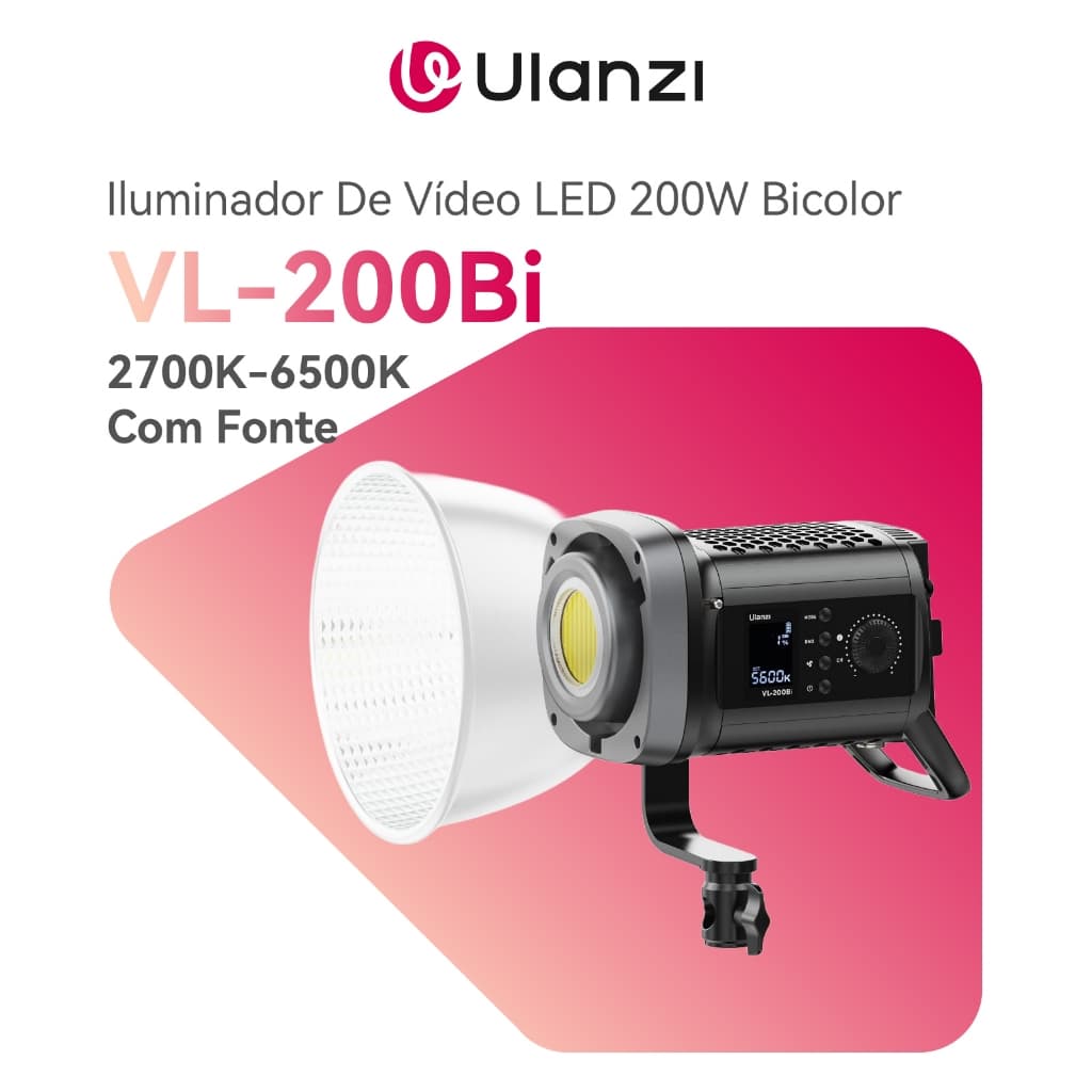 ULANZI VL-200Bi Iluminador De Vídeo LED 200W Bicolor 2700K-6500K Com Fonte AD-2 36V 6A EU Plug