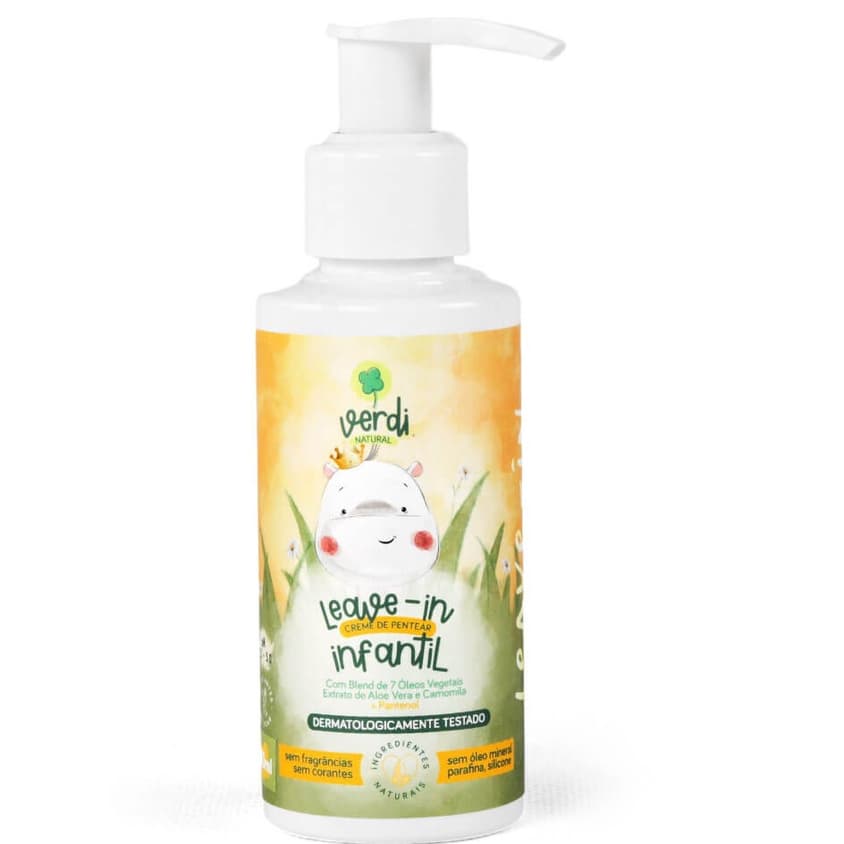 Leave In Verdi Natural Creme de Pentear Infantil 100% Natural 7 Óleos essenciais Extrato Aloe Vera