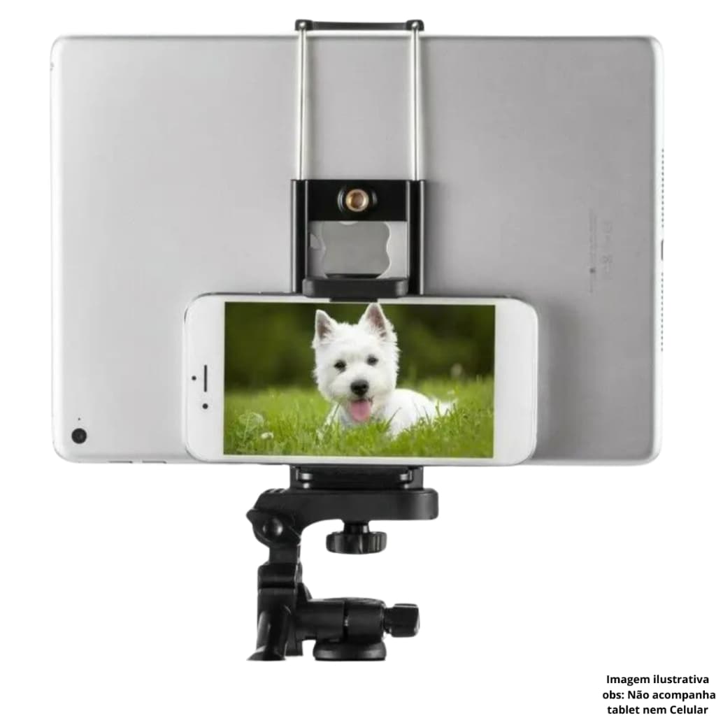 Suporte 2 em 1 SmartPhone e Tablet para Tripé e Bastões Selfie Celular