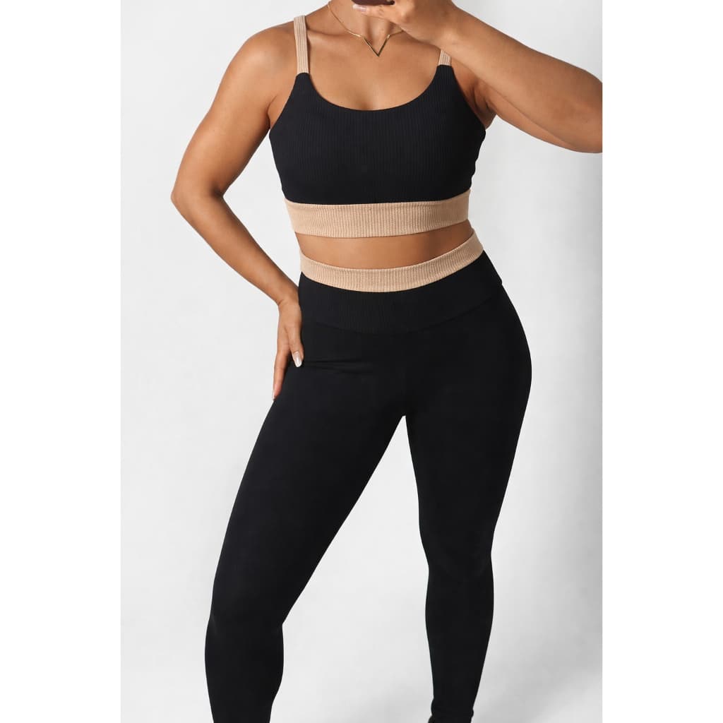 Conjunto Fitness Feminino Anarruga Top Alça + Legging Cintura Alta Academia Treino Corrida