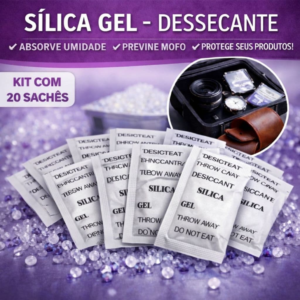 Kit 20 Sachês Sílica Gel Dessecante Desumidificante Proteção Contra Mofo