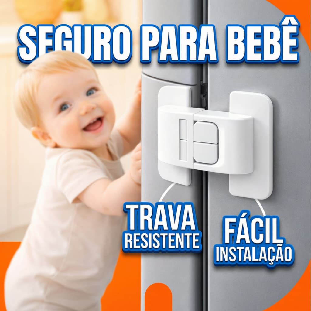 Trava para Porta de Geladeira Ordene Protetor Segurança Criança Proteção Bebê