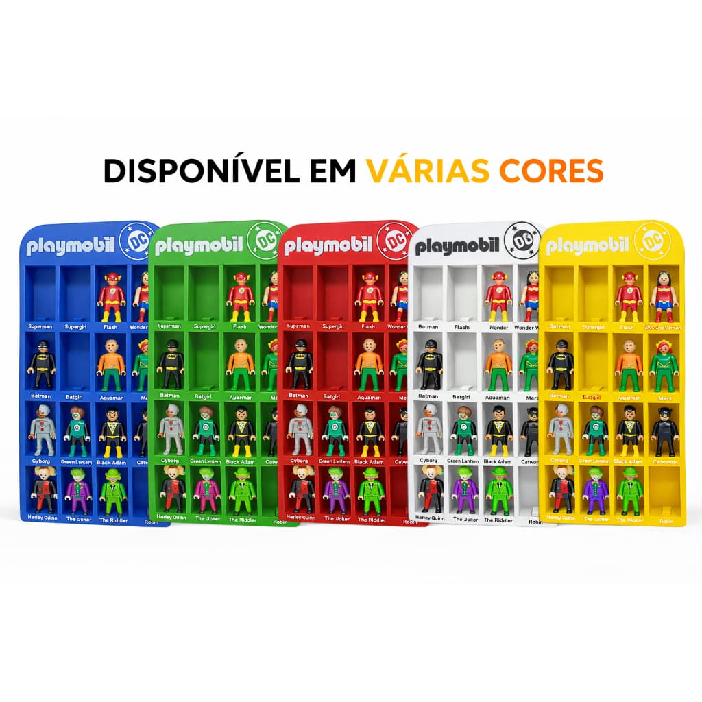 Expositor Playmobil Heróis DC |Suporte Organizador Bonecos | Impressão 3D |Várias Cores Disponíveis