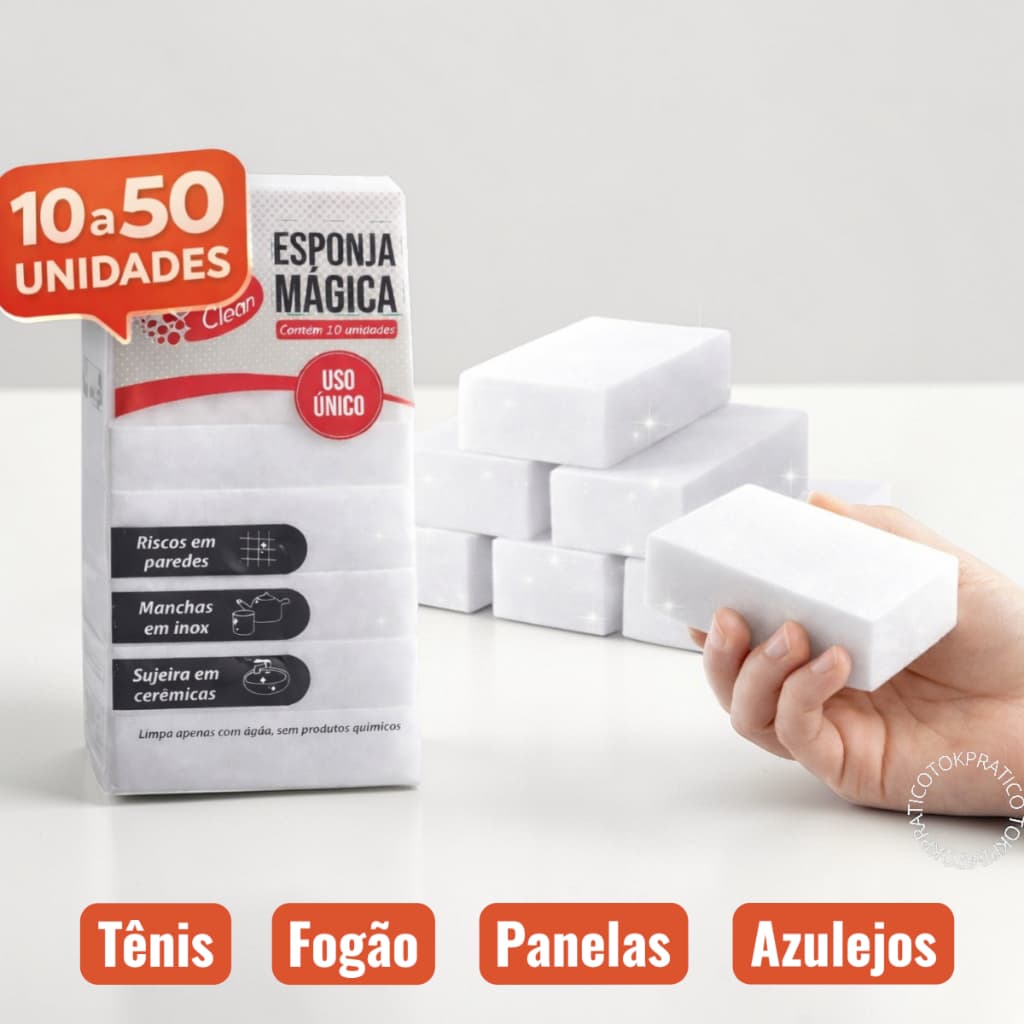 Esponja Mágica Branca Tira Mancha Limpeza Desengordura Multiuso 10/20/30/40/50 Unidades
