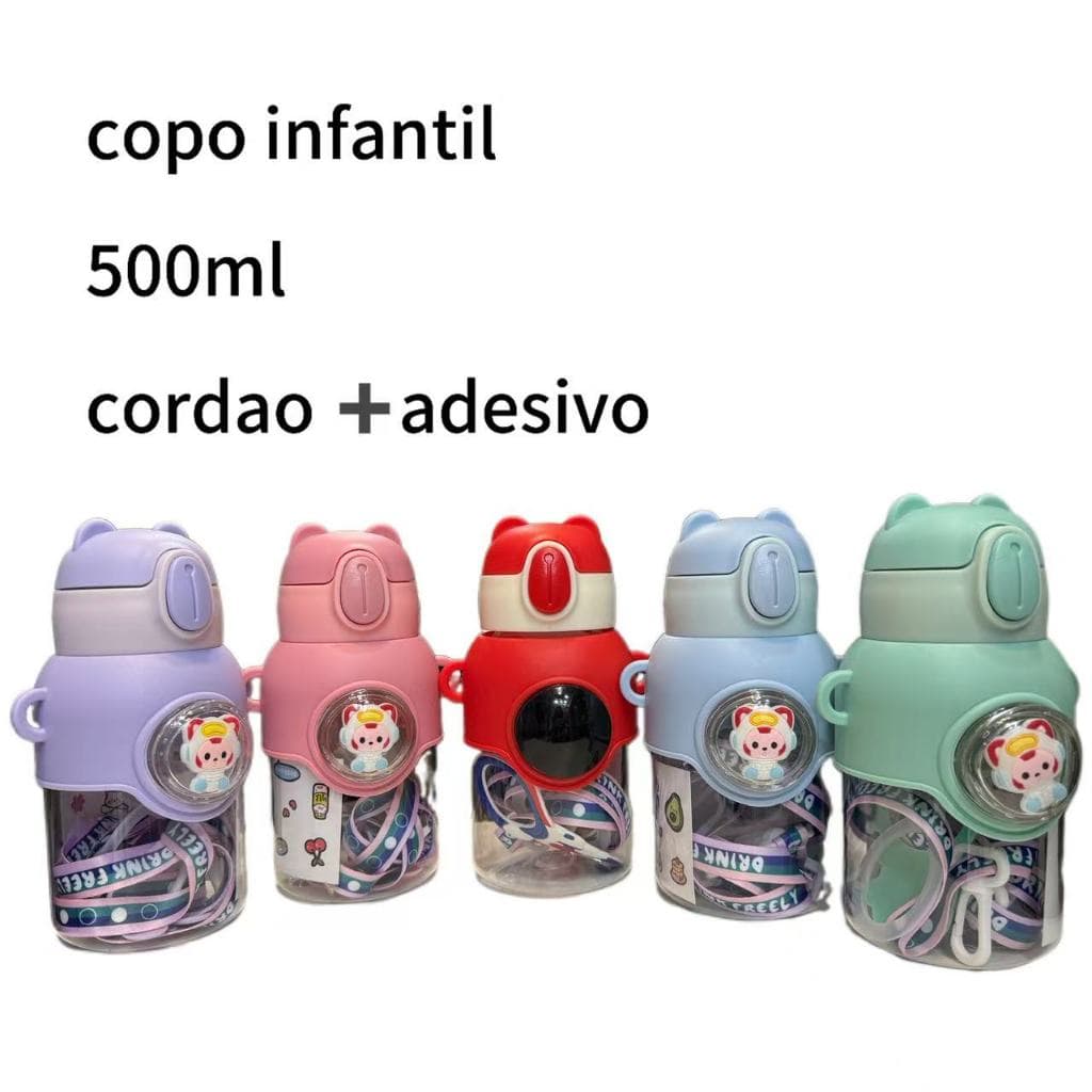 Garrafa infantil-600ml Garrafa De Água Infantil Criança Com Canudo Desenho Fantasia Para Meninas ou Menino
