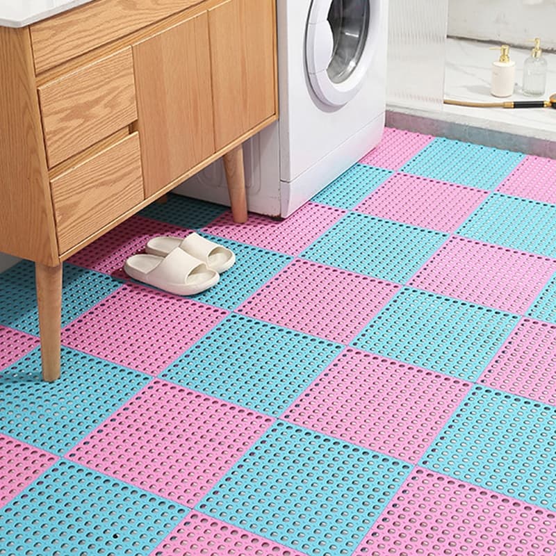 Tapete Emborrachado Modular 6 Peças Antiderrapante Banheiro e Sauna