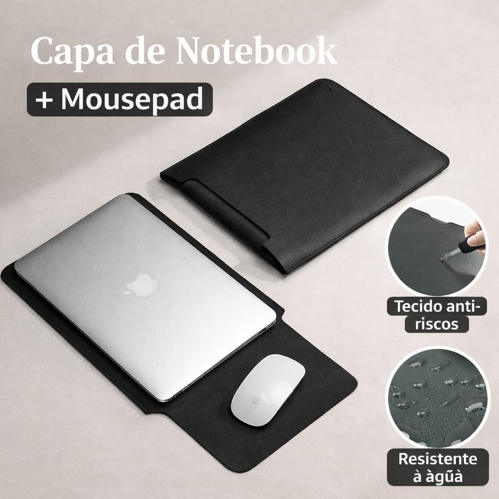 Capa Notebook + Mousepad 2 em 1 Proteção Premium Impermeável Antirrisco