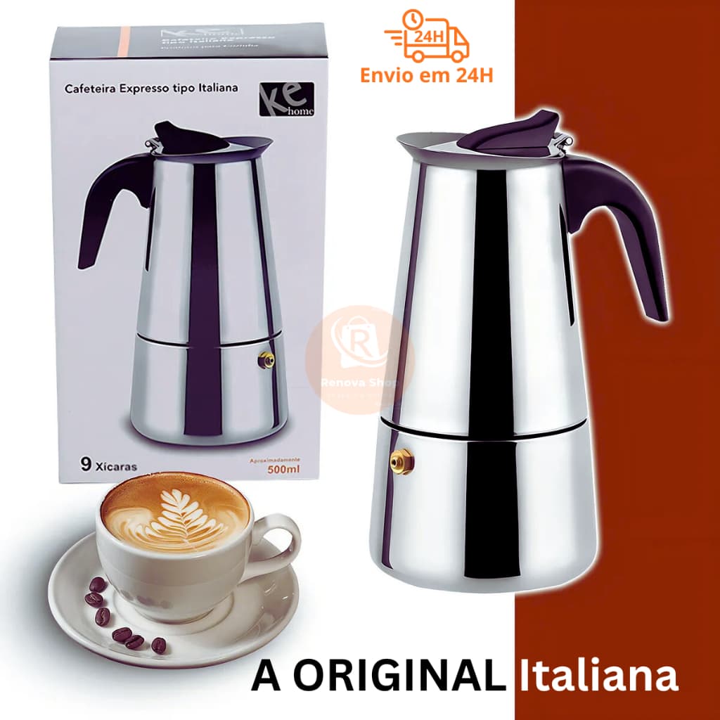 Cafeteira Italiana Expresso Em Inox Para 6 Xícaras