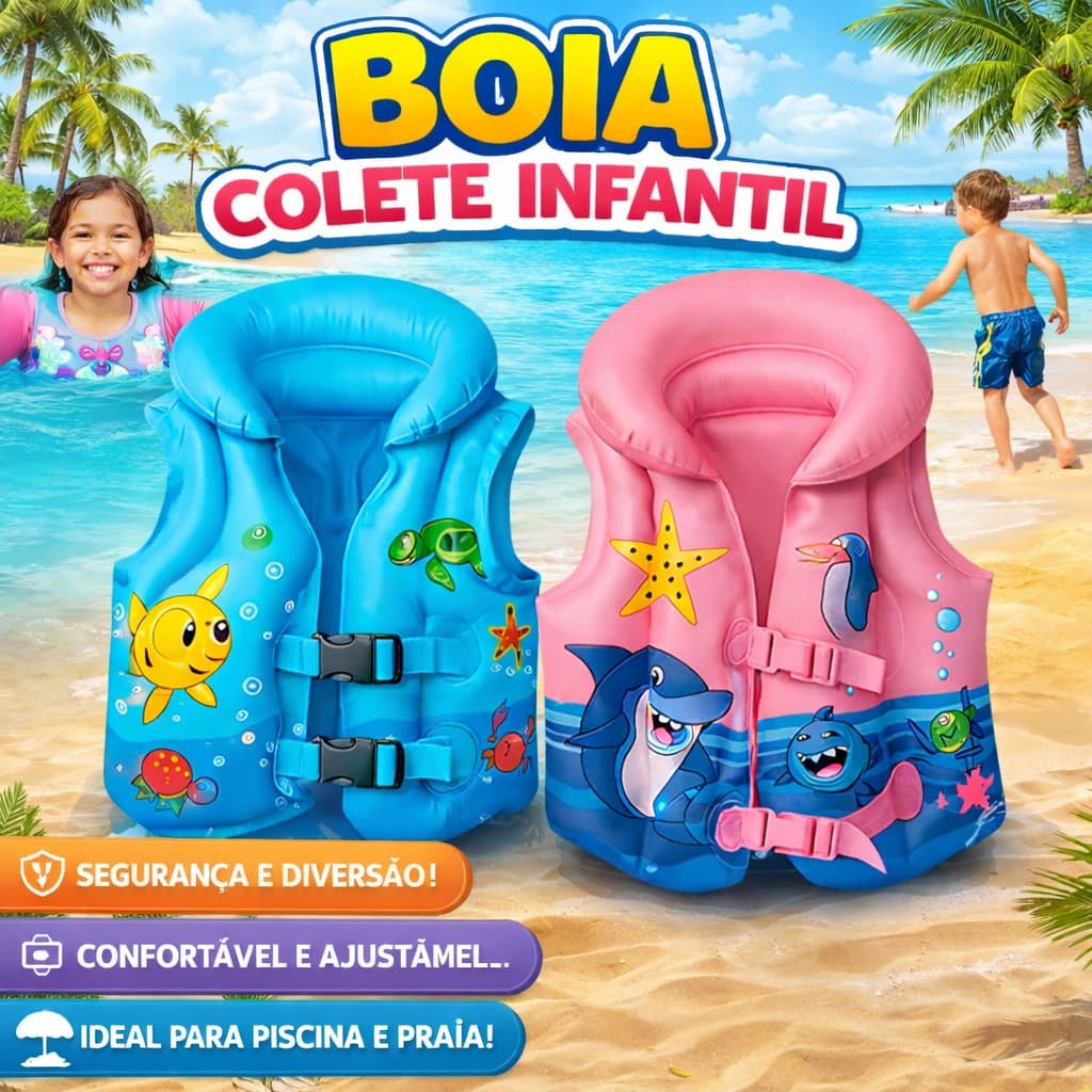 Boia Infantil Colete 3 Tamanhos Inflável Brinquedo Piscina Praia Lago