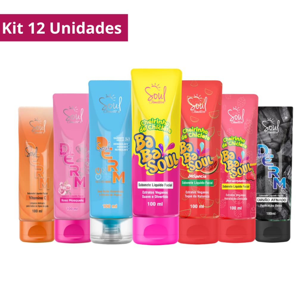 Kit 12 Unidades Sabonete Facial Babasoul 100ml Soul Cosméticos