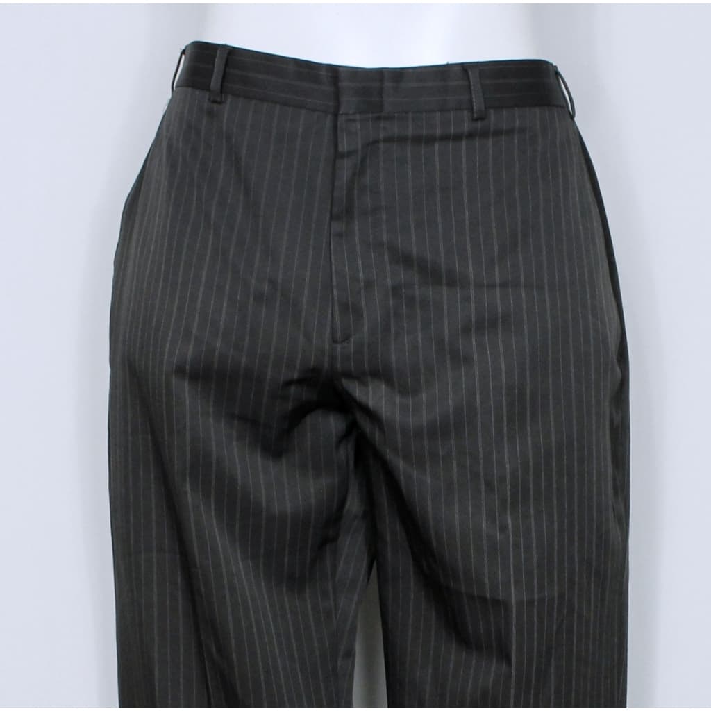 Calça social alfaiataria masculina plus size risca de giz cinza - Veste 46 - Ref. 5470 (brechó)