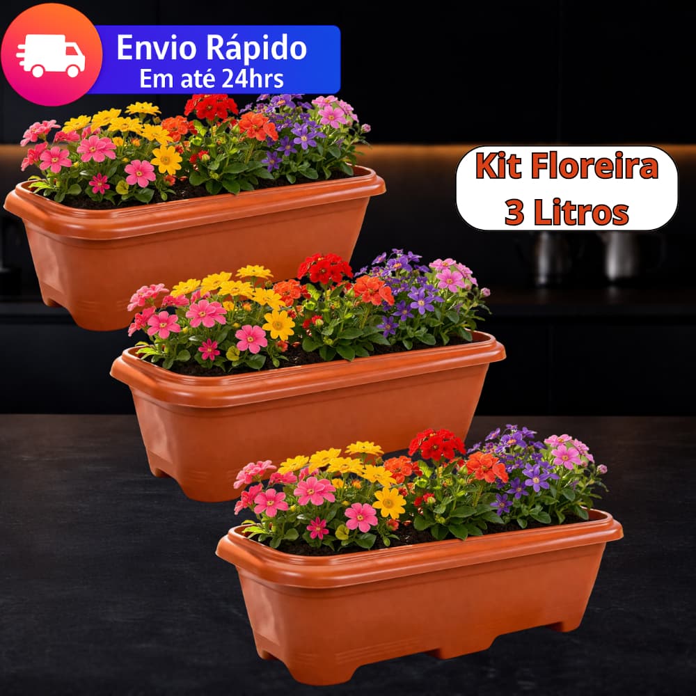 Kit Vaso Floreira Jardineira Terracota 3 Litros RESISTENTE Horta Mudas Cactos Suculentas Ervas