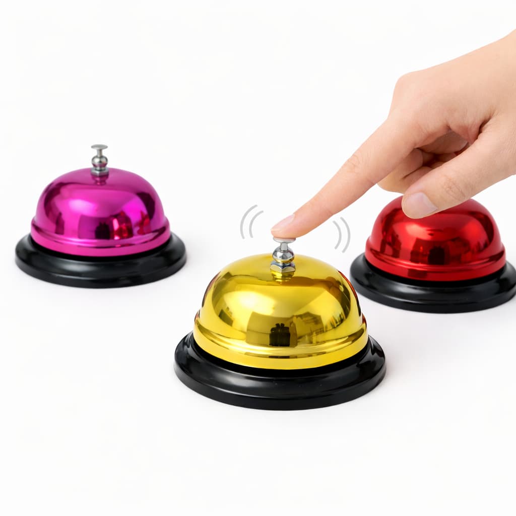 Campainha de Mesa Call Bell Atendimento Restaurante Recepção Balcão Sino Escritório Amarela ou Rosa