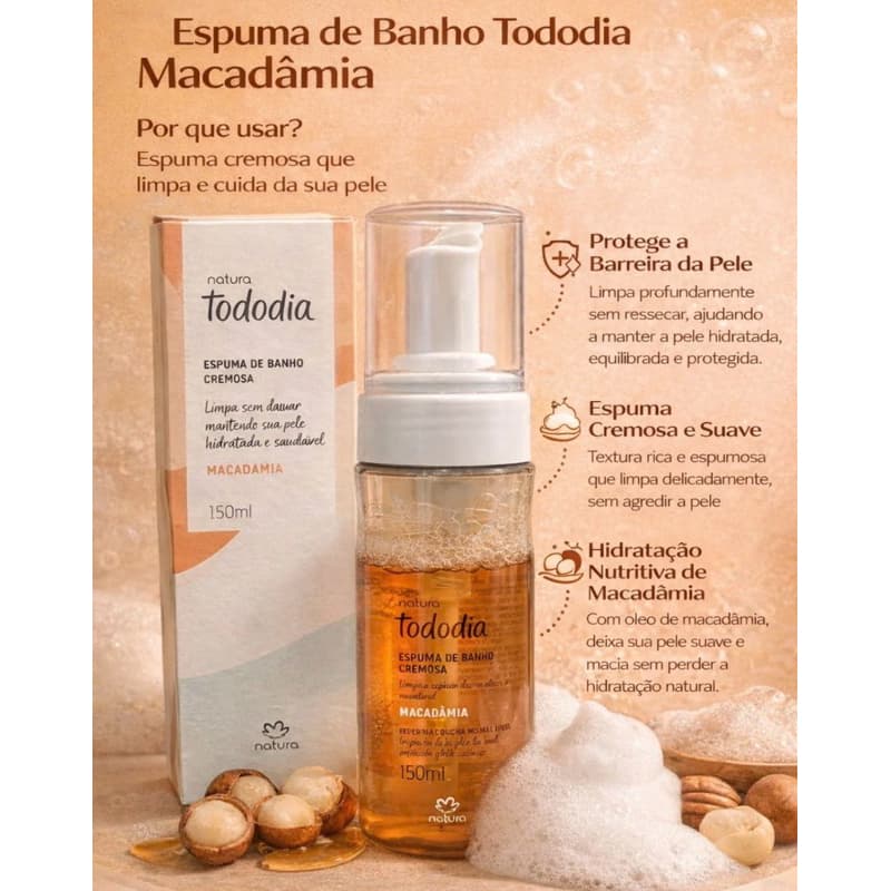 Sabonete Em Espuma Para O Corpo Natura Tododia Macadâmia 150 Ml