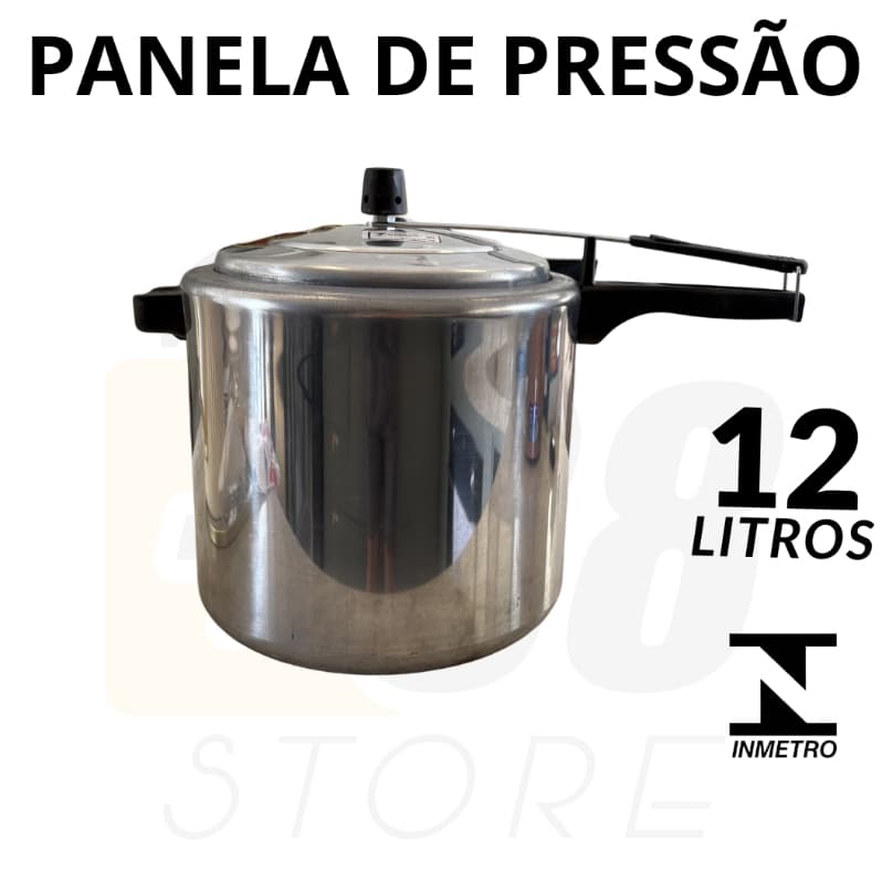 Panela de Pressão 12 Litros em Alumínio Polido