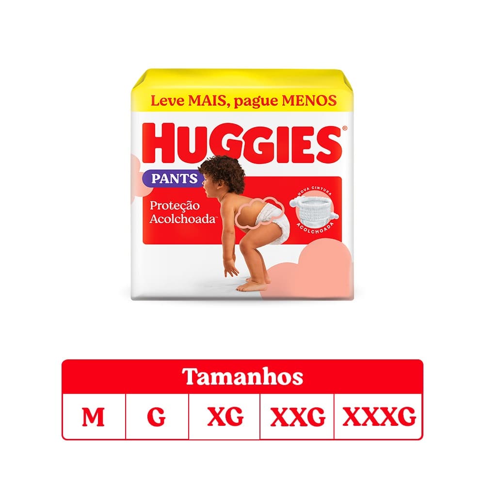 Fralda Pants Huggies Proteção Acolchoada M/G/XG/XXG/XXXG