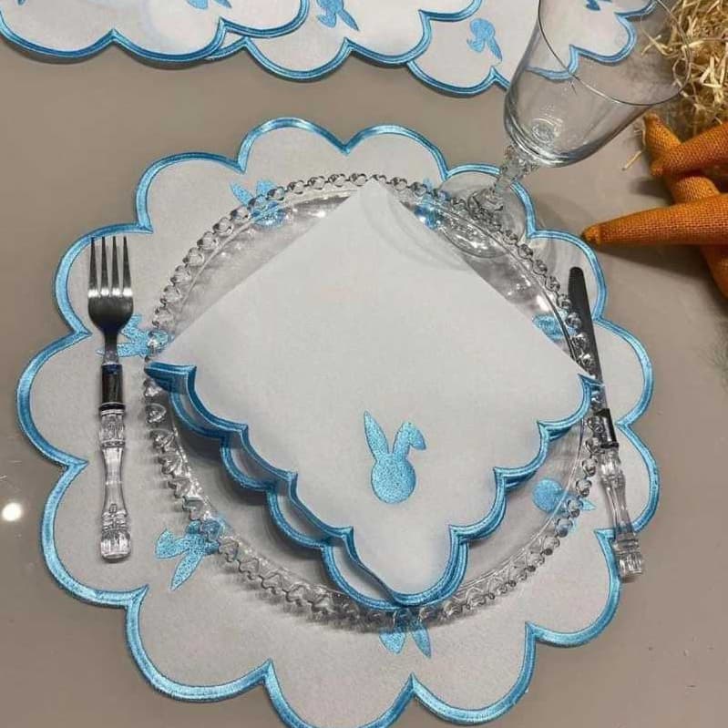 Jogo Americano  12 Peças ,Oxford Bordado