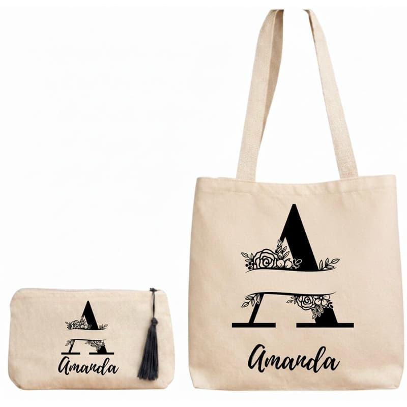 Kit Ecobag + Necessaire Algodão Cru Personalizado com Nome, Arte ou Logo lembranca mimo empresa