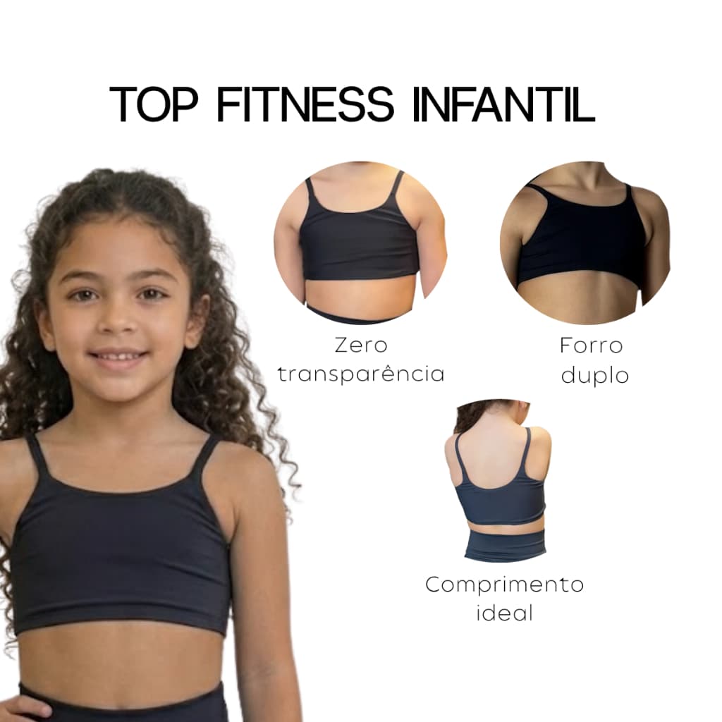 Top Infantil Kids Fitness Escola Suplex Ginástica Alça Fina