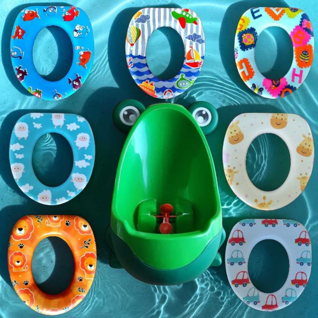 Kit Penico Mictório Sapinho + Redutor de Assento Sanitário Almofadado Infantil Meninos 8 Opções Cor