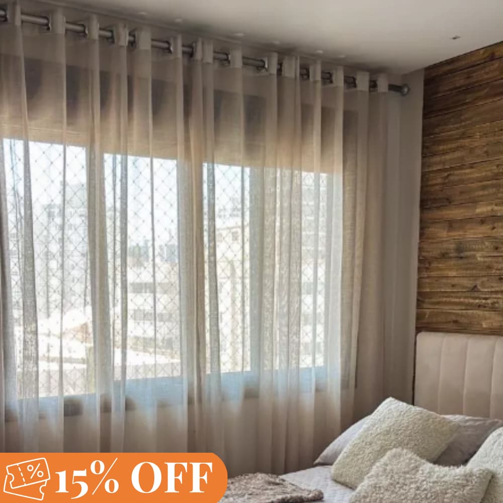 Cortina Voil Linho 4,00x2,60 Sem Forro Alto Padrão