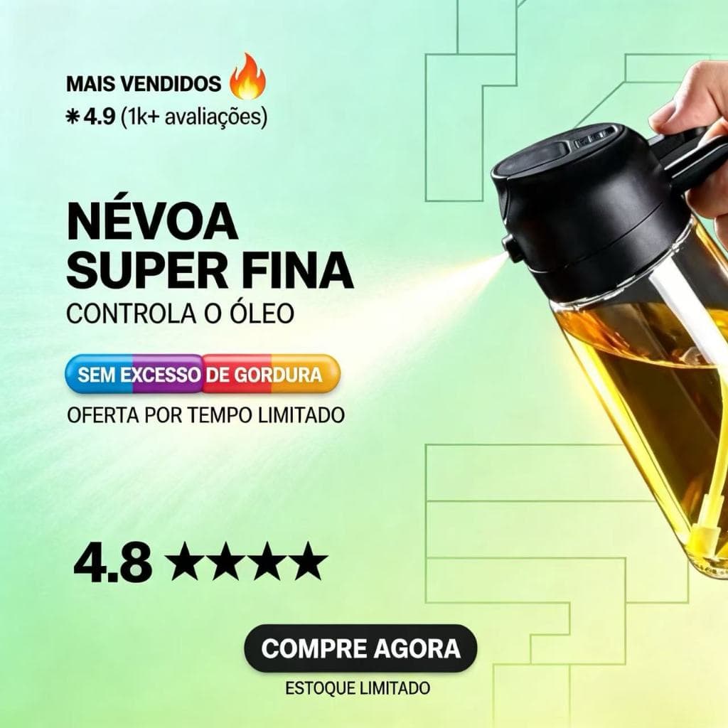Borrifador de Óleo Spray para Cozinha Vidro 200ml Vinagre Azeite Air Fryer Oferta