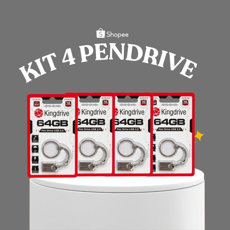 KIT PENDRIVE 64GB 2.0 ALTA VELOCIDADE