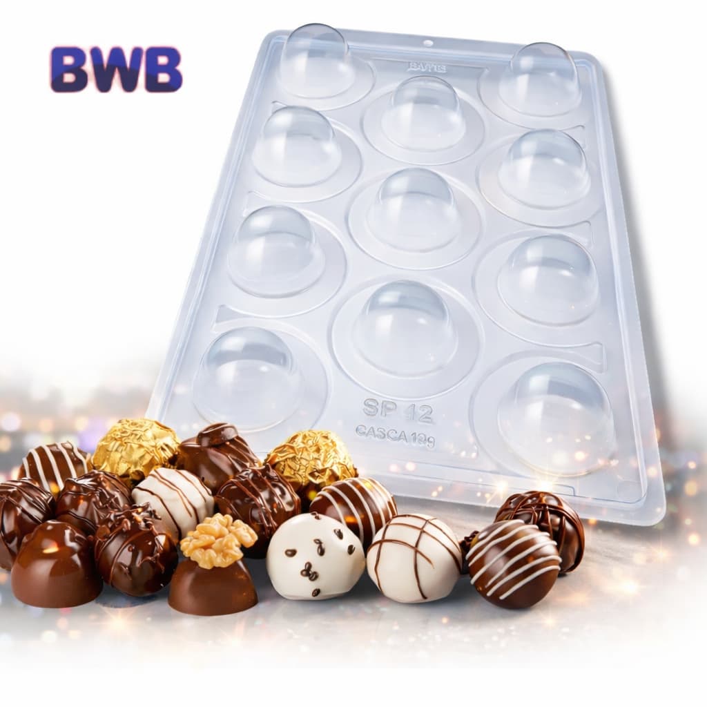 Forma Trufa 3 Partes com Silicone – Bombom Gourmet 20g 30g 45g 60g | Acabamento Profissional | Desmolde Fácil - BWB