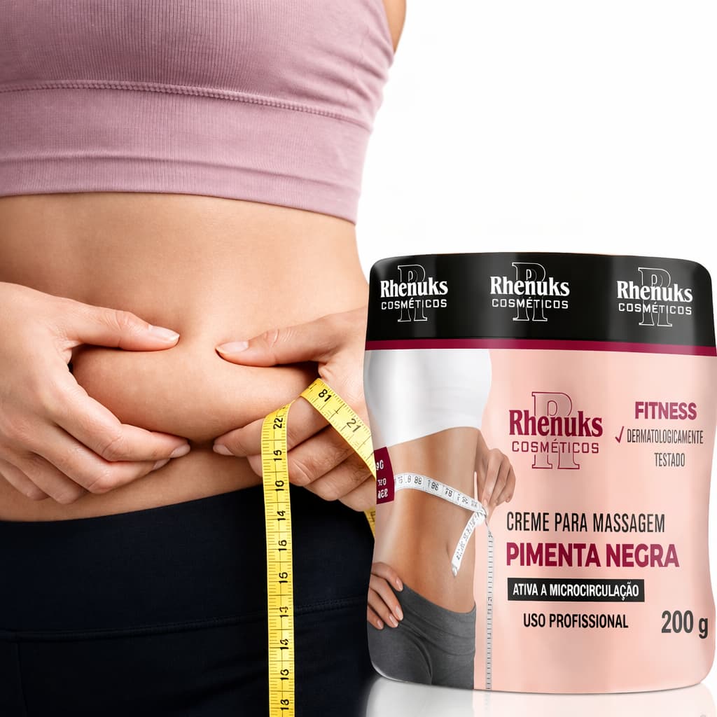 Creme seca barriga gel redutor de medidas pimenta negra 200g - Rhenuks cosméticos