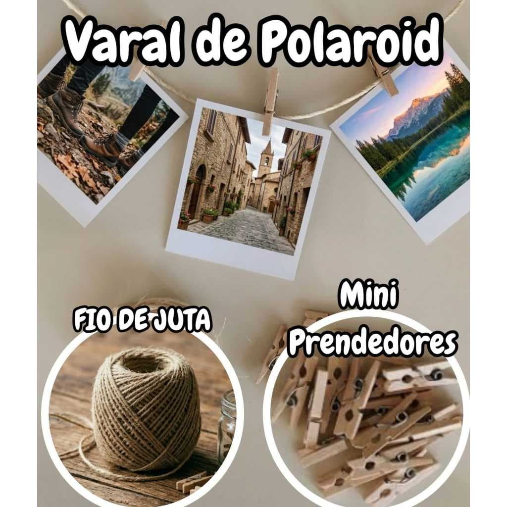 KIT VARAL DE POLAROID - FIO DE JUTA  + MINI PRENDEDORES - Momentos que Viram Arte, para Decoracão/ ENVIO IMEDIATO