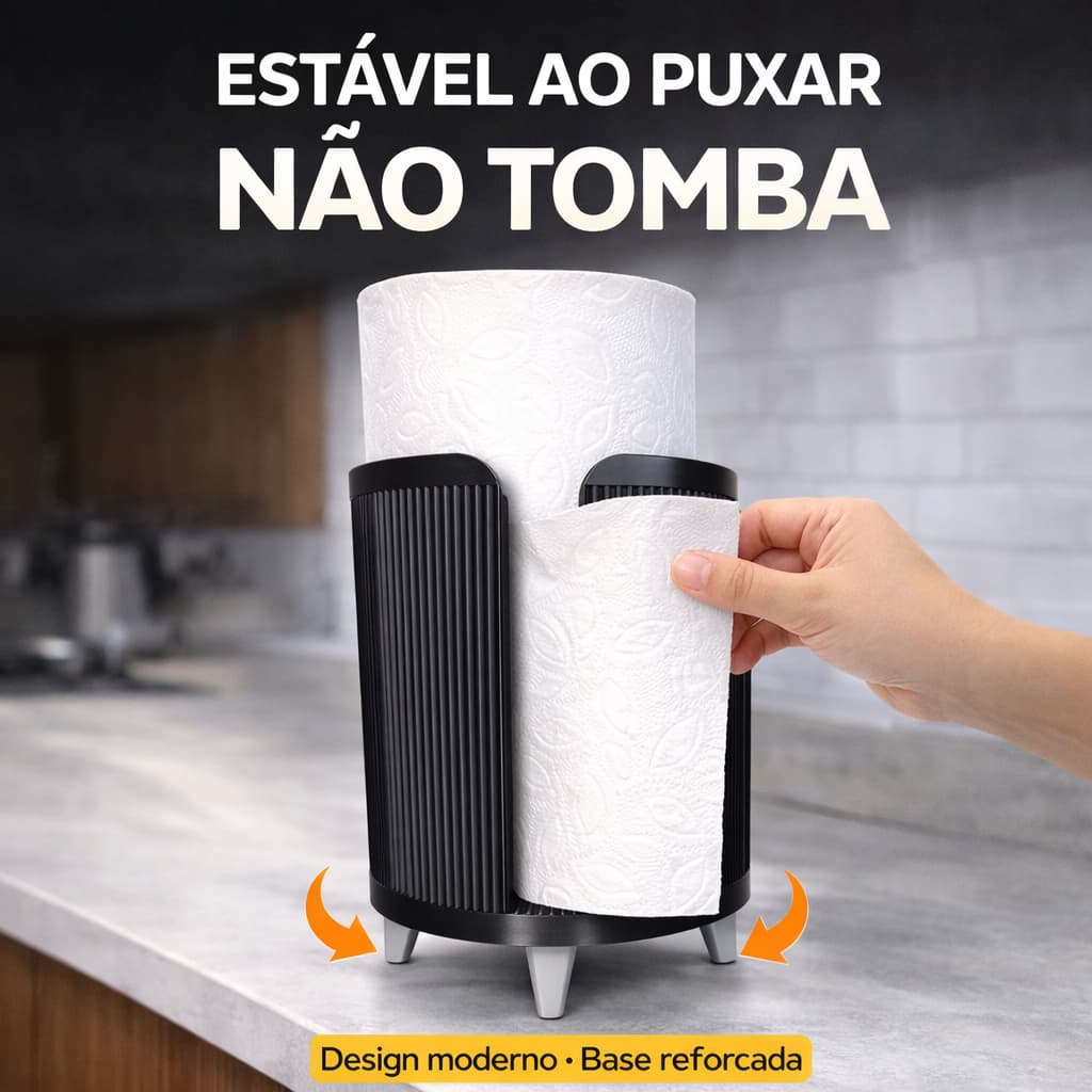 Porta Papel Toalha Bancada Antiderrapante Base Elevada Premium Cozinha Escolha Sua Cor