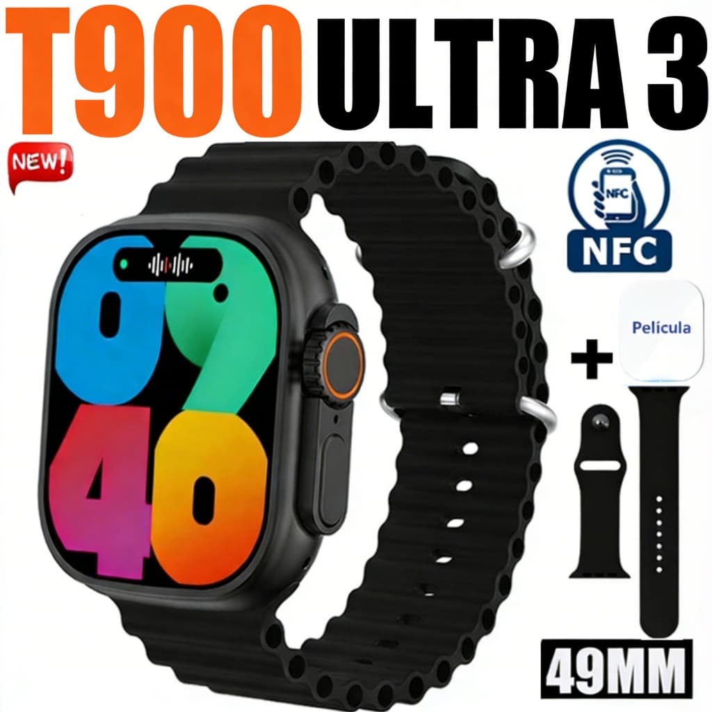 T900 Ultra Smartwatch Relógio Inteligente Prova Bluetooth Monitoramento De Saúde Exercício Contagem