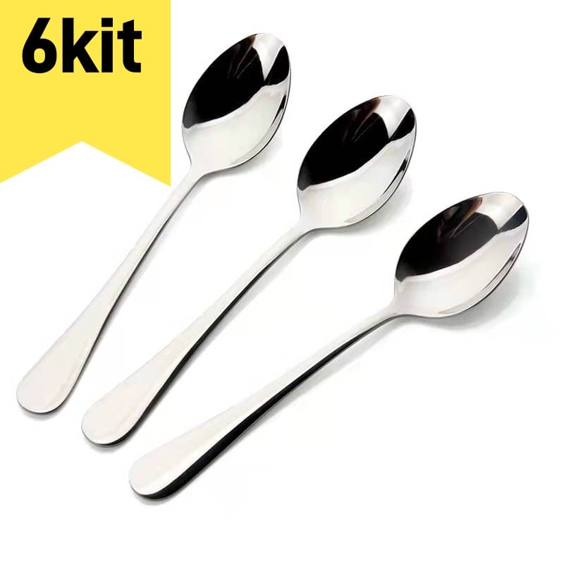 Kit 6 LouçA De Aço InoxidáVel Colher De Sobremesa Dourada / Luxuoso