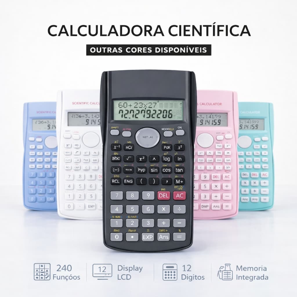 Calculadora Científica Multifuncional Visor Operações Matemáticas Avançadas Funções Trigonométricas