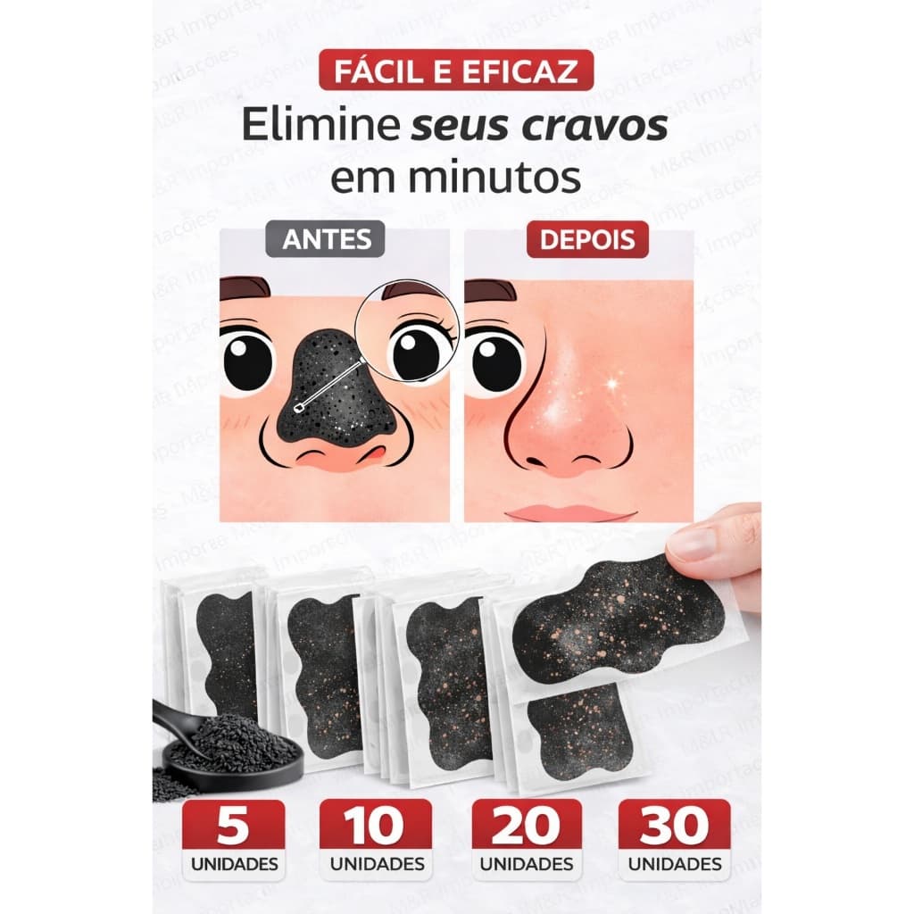 10/20/30 Tiras Adesivas para Limpeza de Poros – Kit Facial Bambu | Frete Grátis