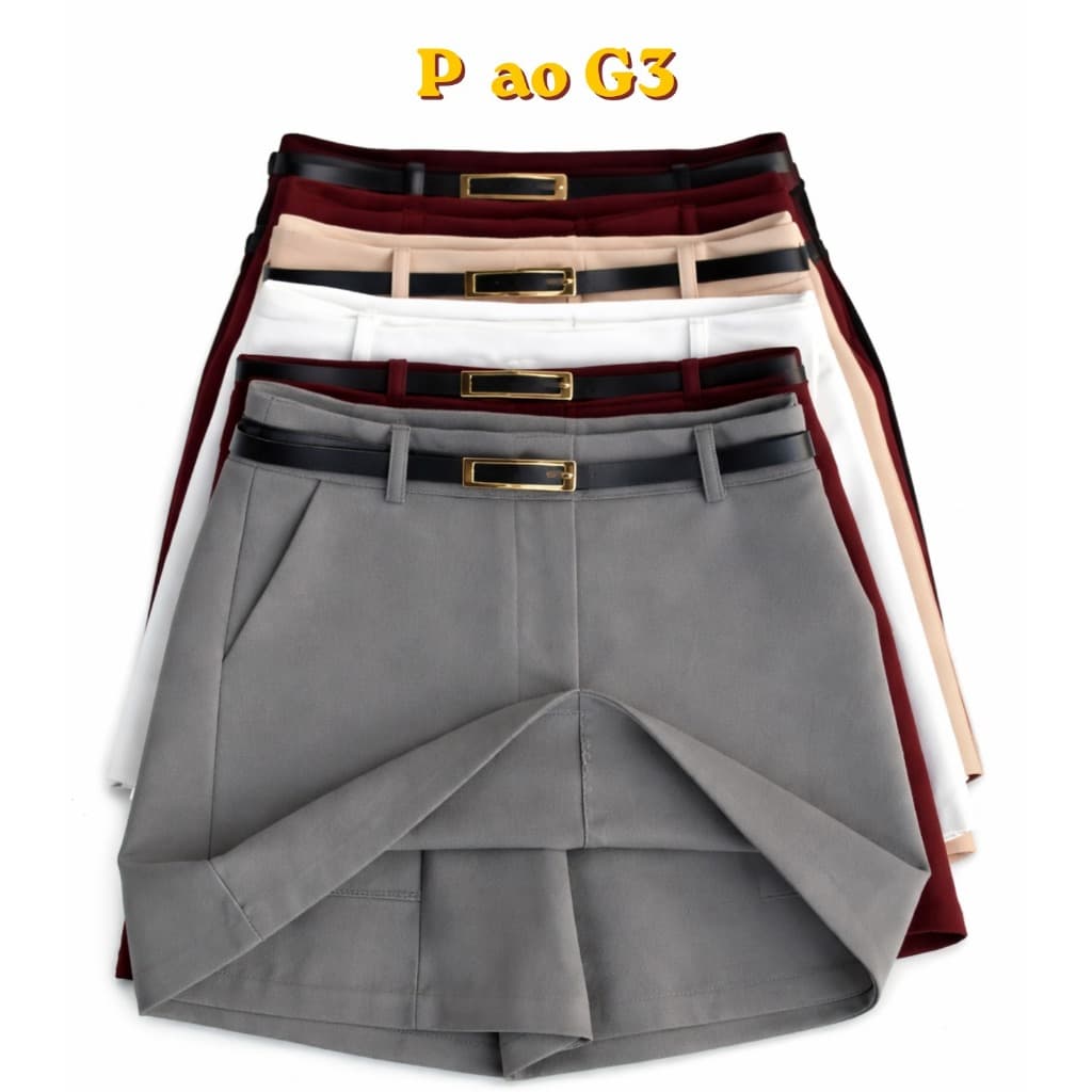 Short Saia em Alfaiataria com Cinto Feminino Elegante e Confortável, Look Chic Moda Casual e Social do P ao G3
