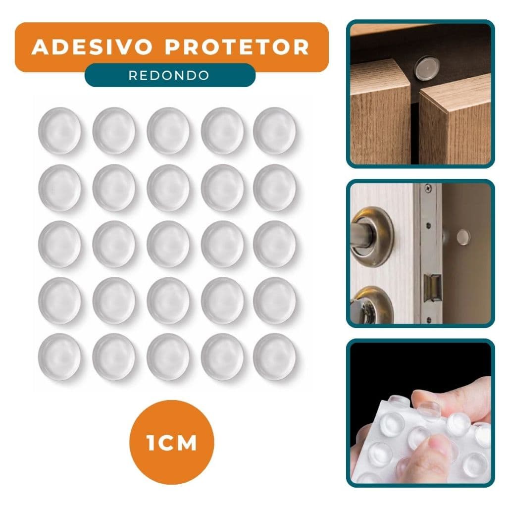 Kit Protetor Adesivo Silicone Anti Impacto Pequeno 1cm Porta Armário Parede Vidro