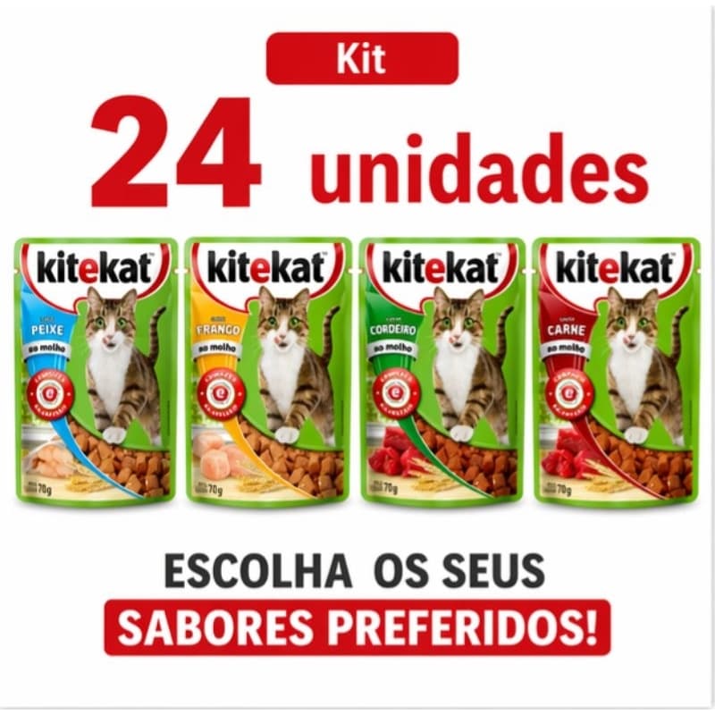 KITEKAT Ração Úmida para gatos adulto 70g KIT 24 und