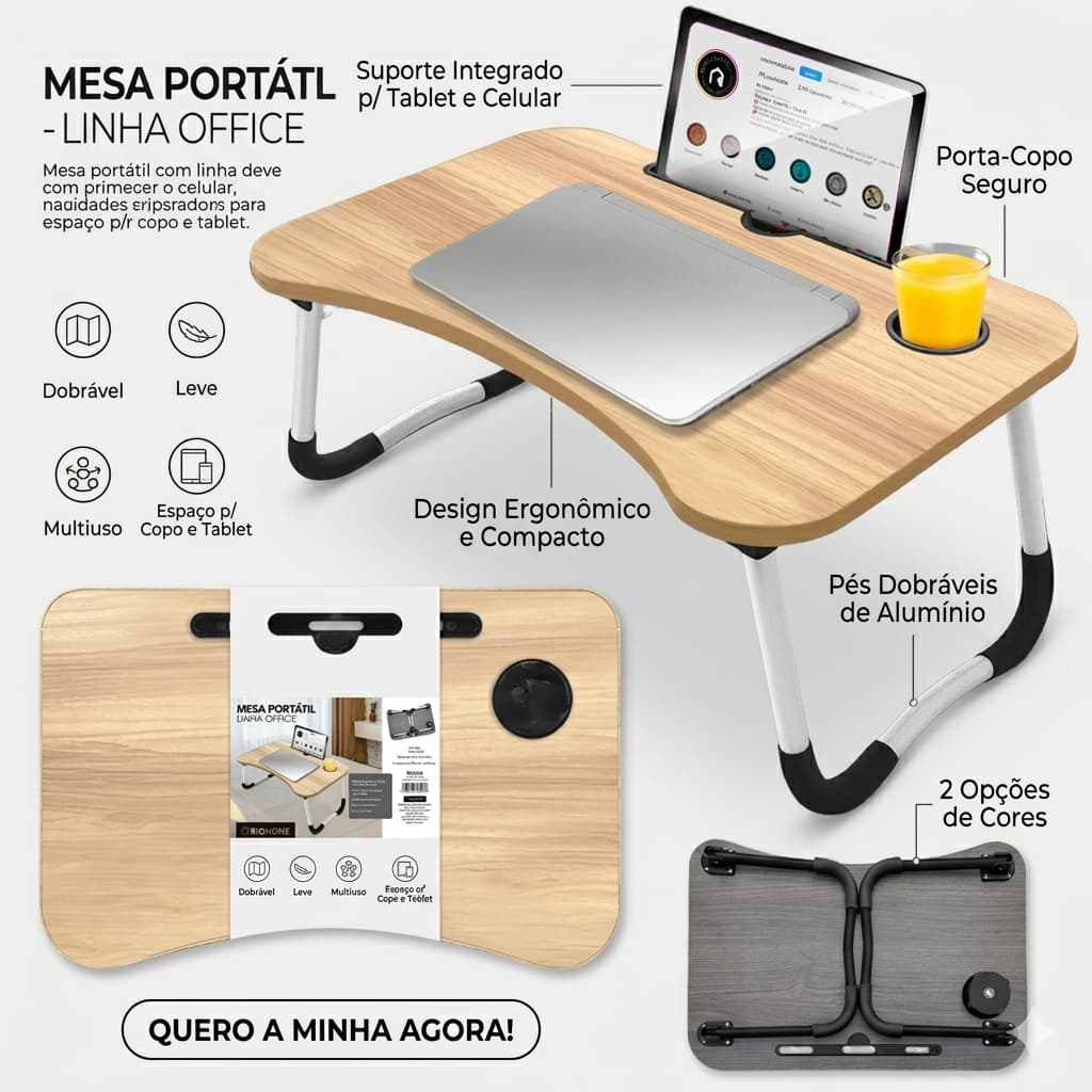 Mesa Mesinha Dobrável Suporte Apoio Para Notebook Portátil Multiuso Luxo