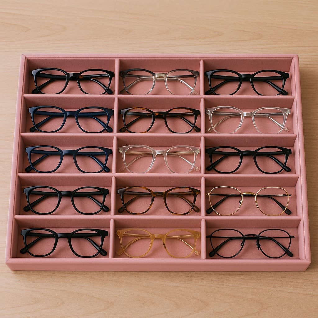 Bandeja Grande Óculos Para 15 Óculos 49cm x 32cm x 5cm em Veludo Jóias