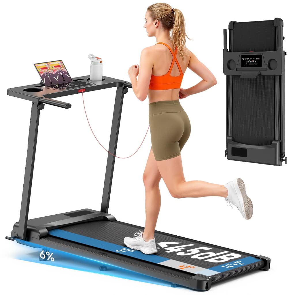 Esteira Dobrável 120kg com Inclinação 3.5° e Painel LED - Velocidade 1-8km/h Chave Segurança, Motor Silencioso, 127-220V