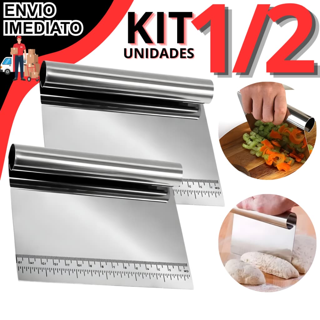 Kit 1 ou 2 Espátula Tubular Inox Raspadora Cortadora Confeiteira Massas Pães Legumes Cozinha Padaria