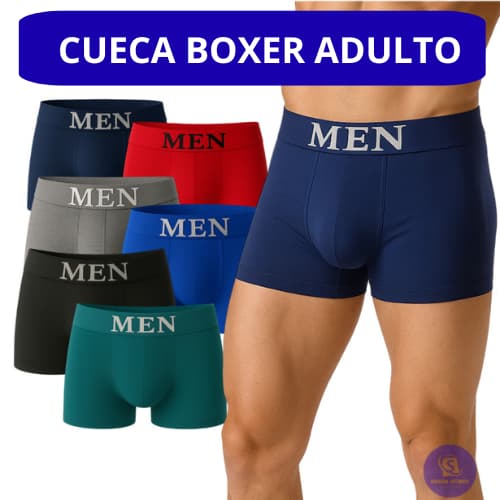 Kit Cuecas Boxer Lisa Sem Costura Masculino Adulto Cores Variadas