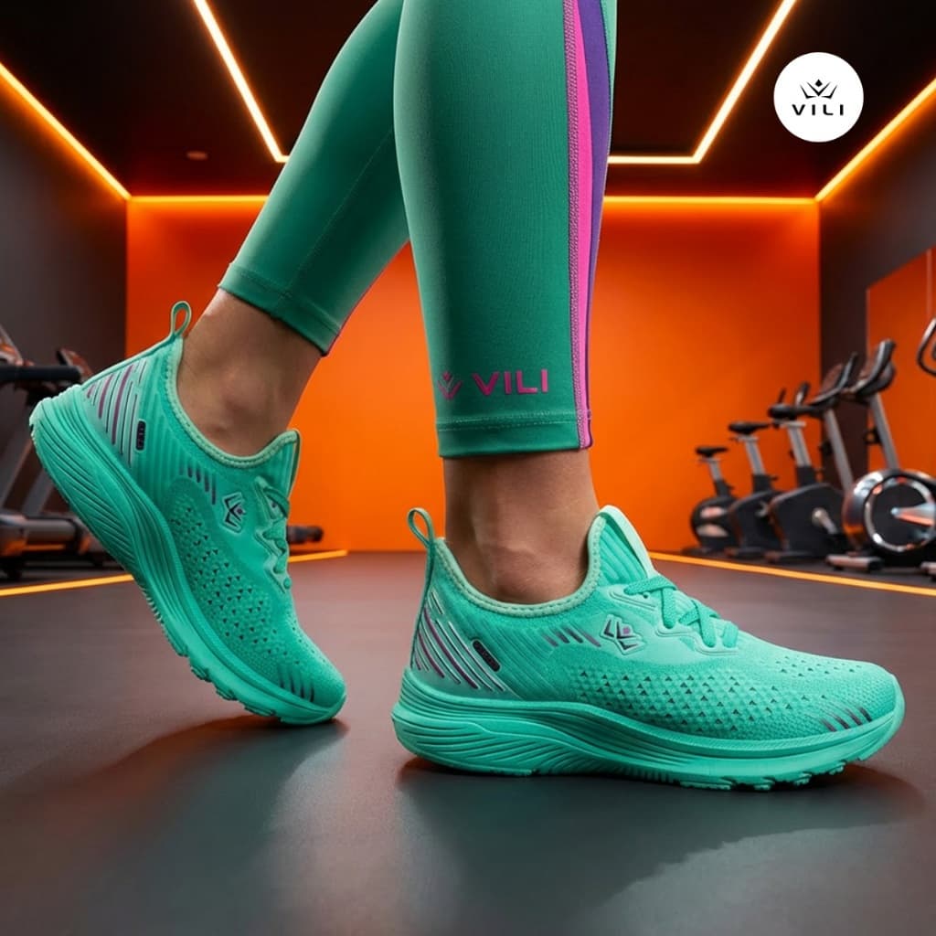 Tênis Feminino Vili Neon Esportivo Academia Verde Agua